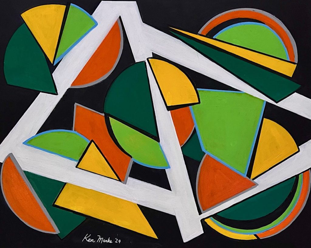 Painting, geometric colors of fruit,